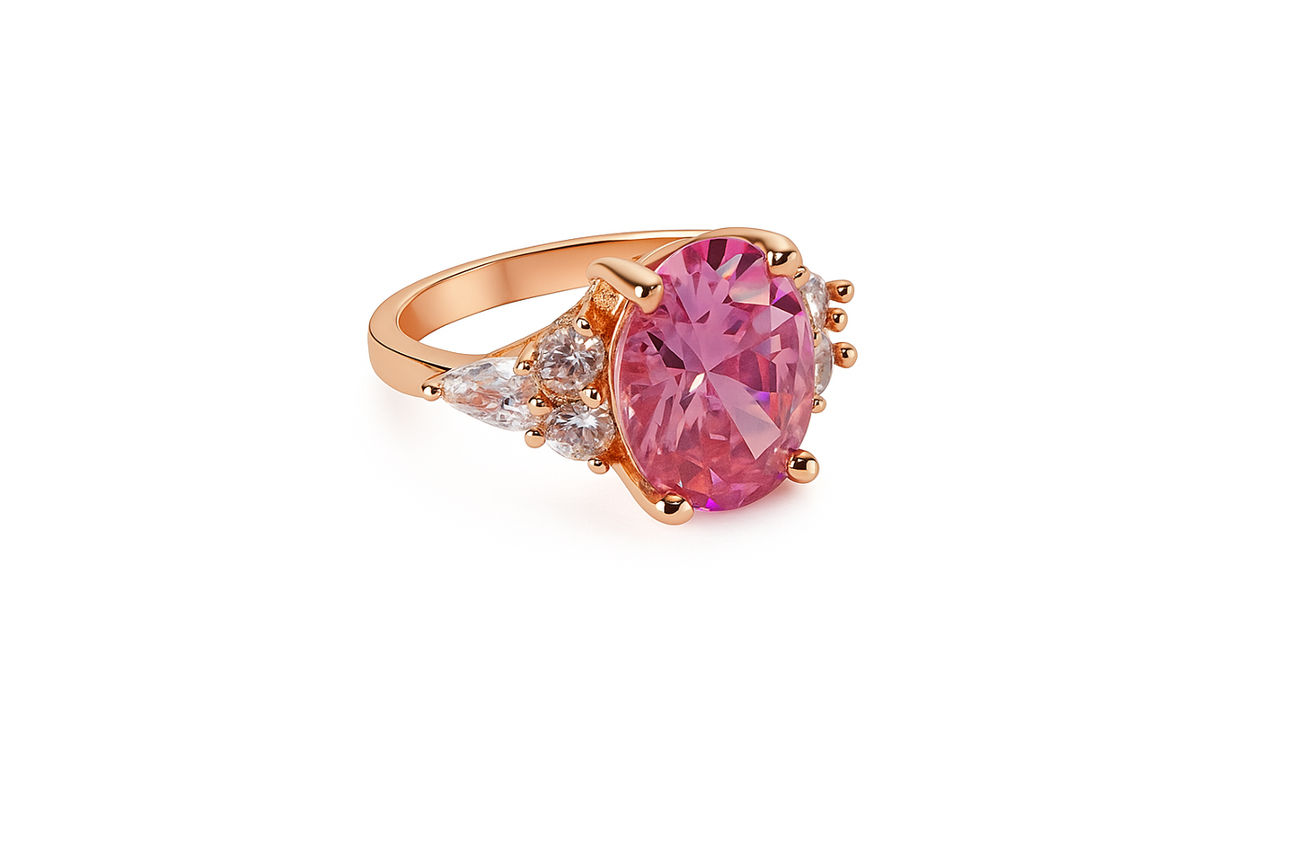 Bague diamant rose