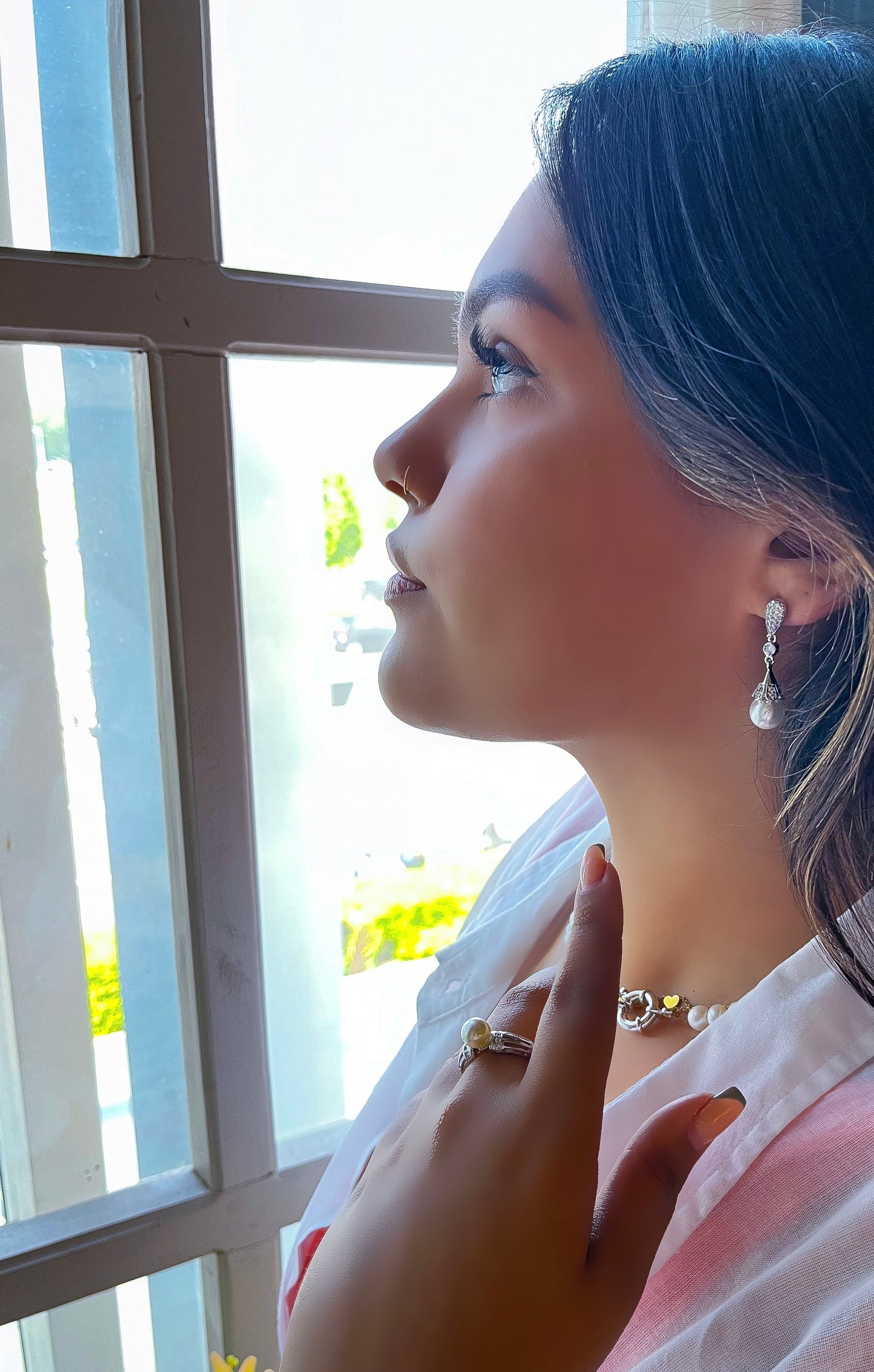 White gold pearl earrings