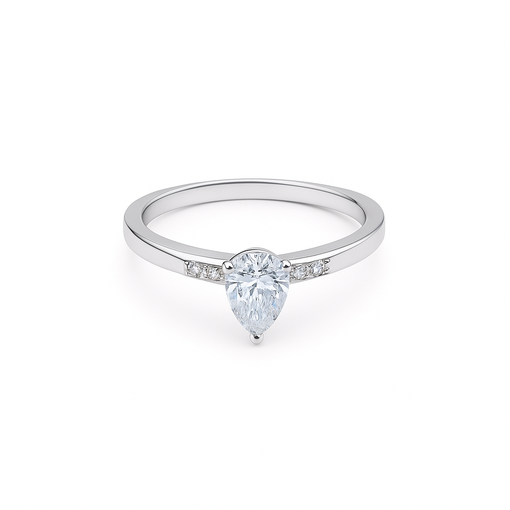 White gold pear shape diamond