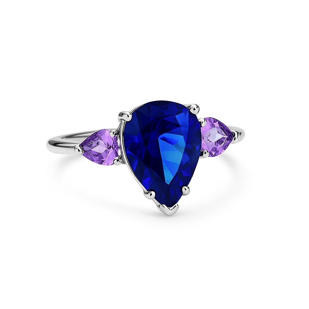 Sapphire Amathist white gold ring