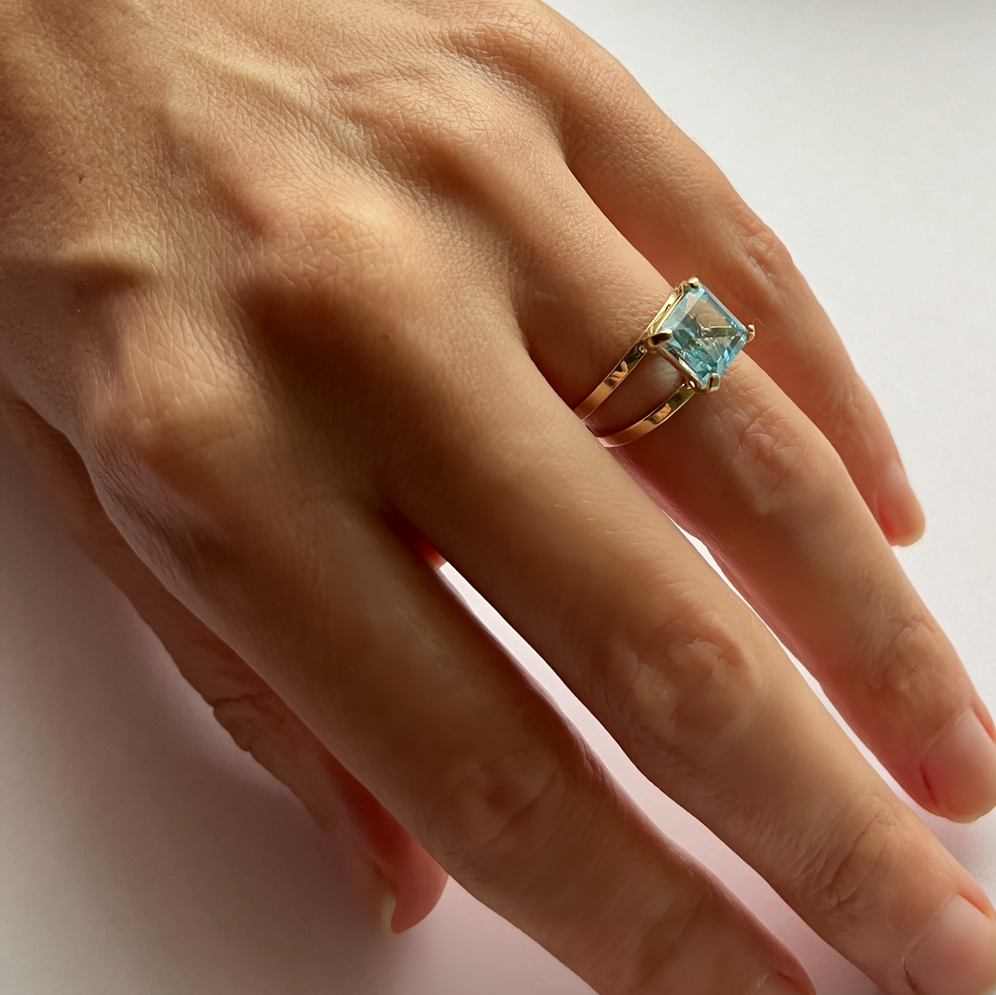 Blue Topaz golden ring